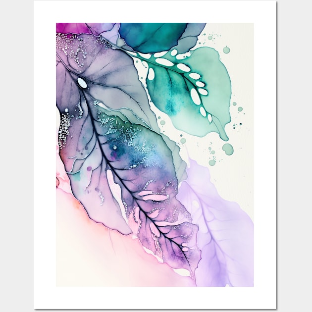 Lilac Leaves - Abstract Alcohol Ink Resin Art Wall Art by inkvestor